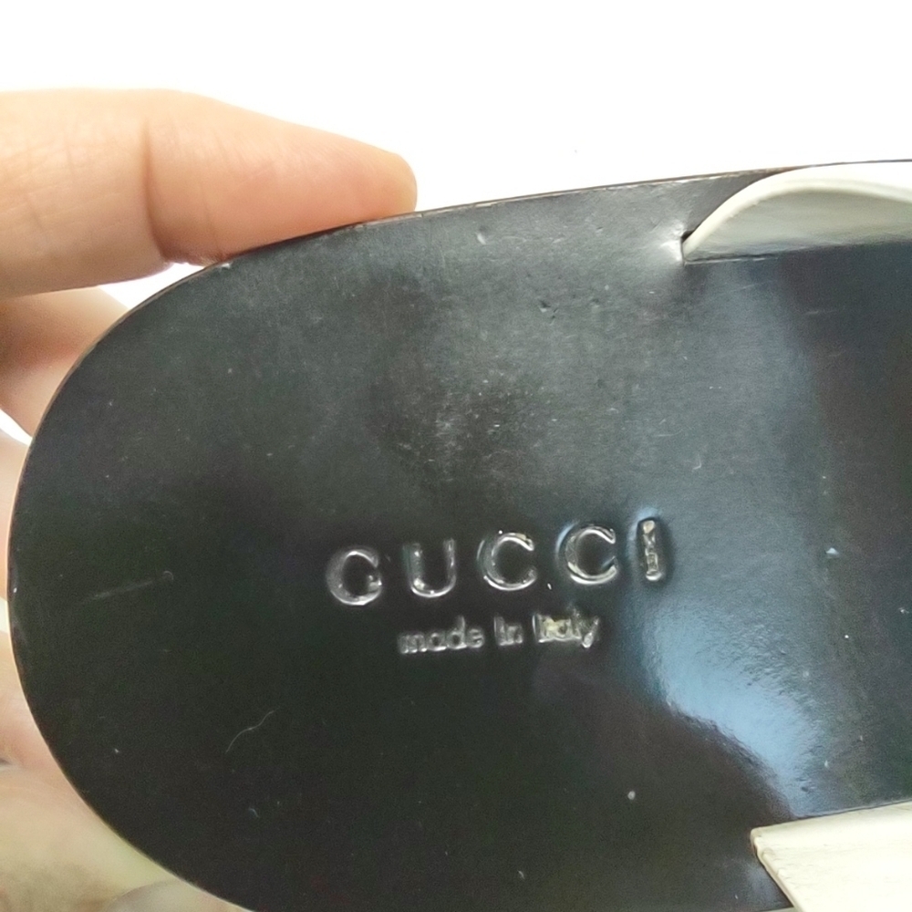 Gucci 37 Marcy horsebit thong sandals white leather flip flops flats - Picture 9 of 12